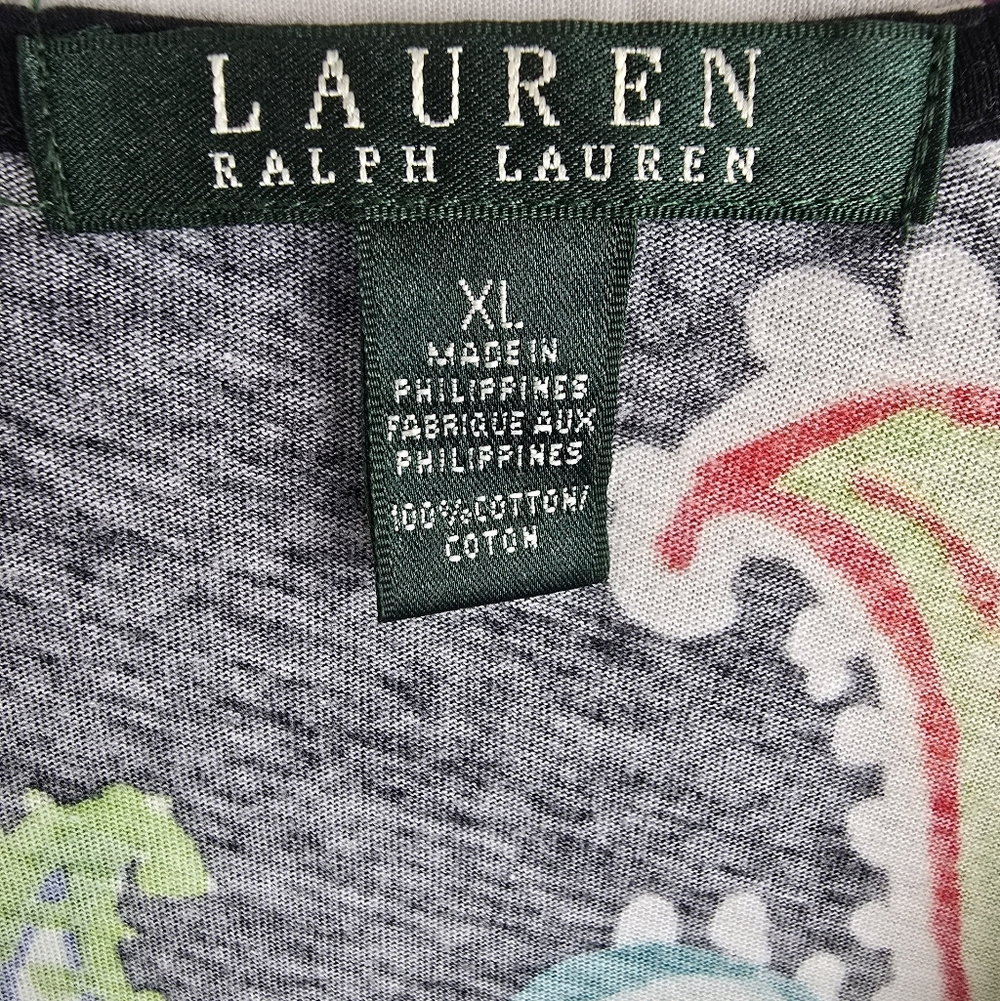 Lauren Ralph Lauren Colorful Floral Ruffled Vneck Sleeveless Dress w/tie Sz XL - Picture 5 of 11